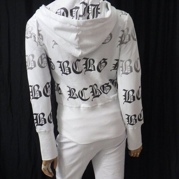 NWT BCBG sz MED LG XL 95% cotton WHITE WITH OMBRE GLITTER LOGO 2PC TRACKSUIT - Picture 16 of 16